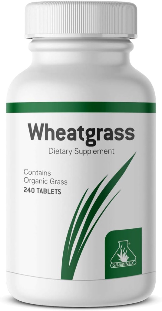Graminex Wheatgrass Tablets - Natural Immunity, Anti-Aging Support, Boosts Energy, Wellness - Amino Acids, Vitaminas, Minerales, Antioxidantes Greens Superfood Supplement - 240 Non-GMO Tabs