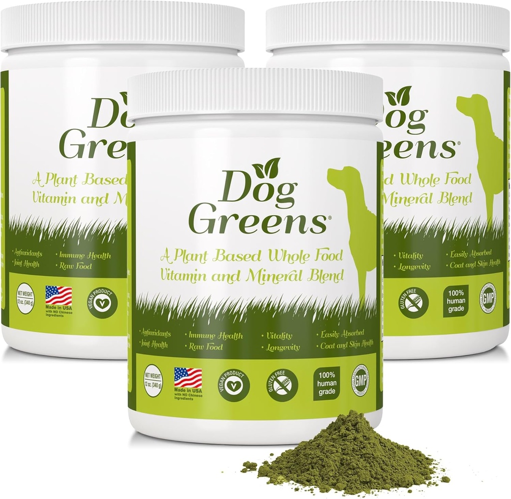 Suplemento Superalimentario para perros (12 oz) Ingredientes orgánicos de grado humano, vitaminas, minerales, antioxidantes y fibra rica para la digestión óptima, la carne brillante y una mejor salud (3 Pack)