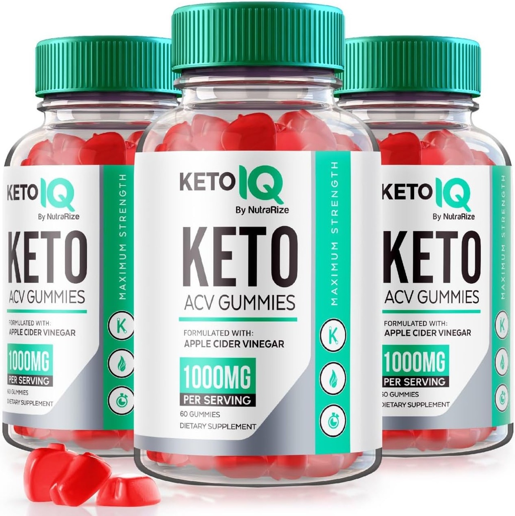 NutraRize (Pack of 3 Keto IQ Keto ACV Gummies, Formula for Advanced Weight Loss, Suplemento dietético, Gomitas Reseñas (180 Gummies)