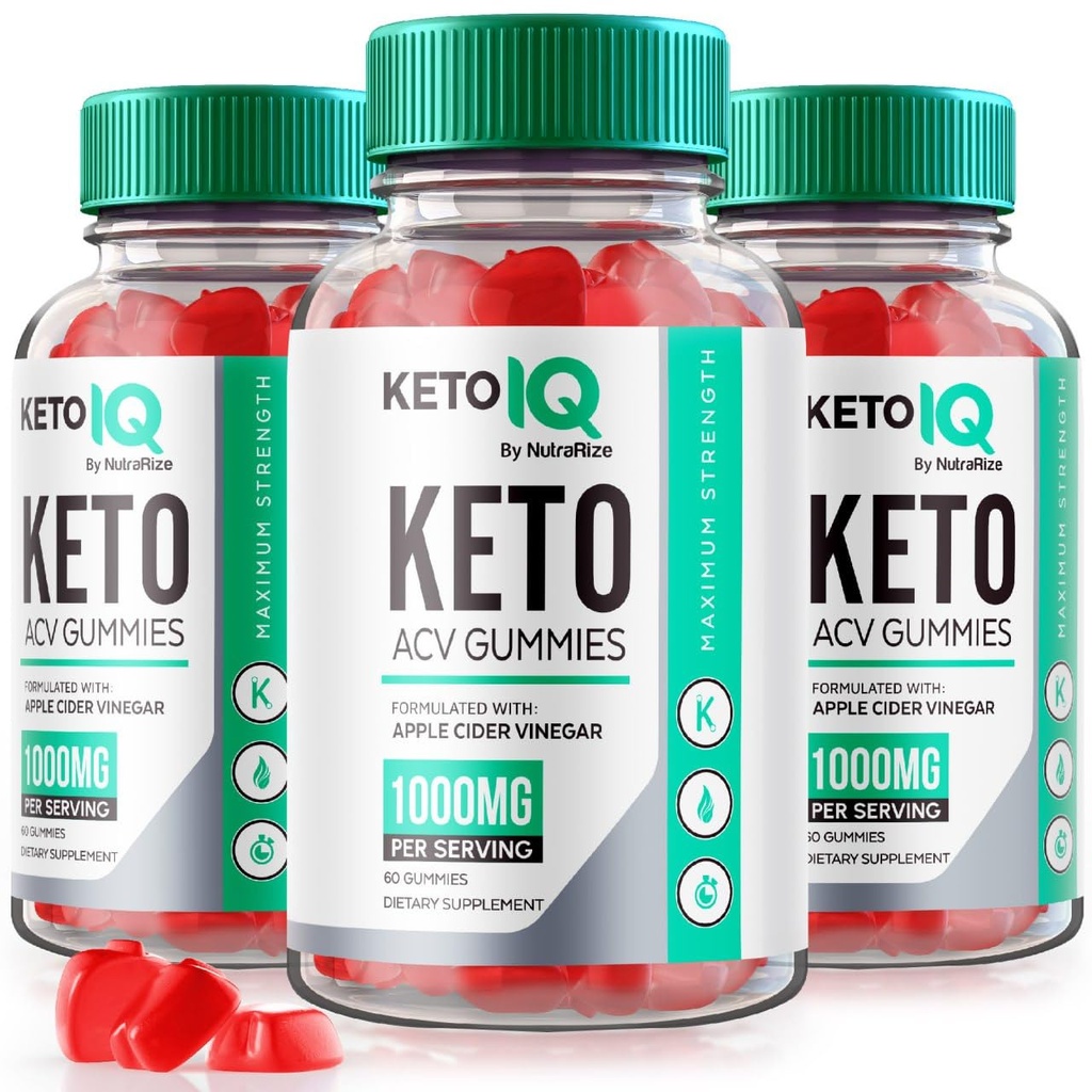 NutraRize (Pack of 3 Keto IQ Keto ACV Gummies, Formula for Advanced Weight Loss, Suplemento dietético, Gomitas Reseñas (180 Gummies)