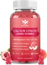 Calcio Citrate 1200mg Gummies con vitamina D3 K2 - Calcio Chewable Magnesio Zinc d3 Suplemento con el Extracto de Moss Mar para el Hueso, Dientes, Apoyo Inmunitario para Hombres Mujer, Blanco Peach Flavor - 60 Gummies