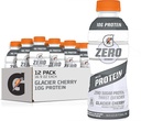 Gatorade Zero Con Protein, 10g Whey Protein Isolate, Zero Sugar, Electrolitos líquidos, cereza glaciar, 16.9 Fl Oz Bottle, 12 Pack