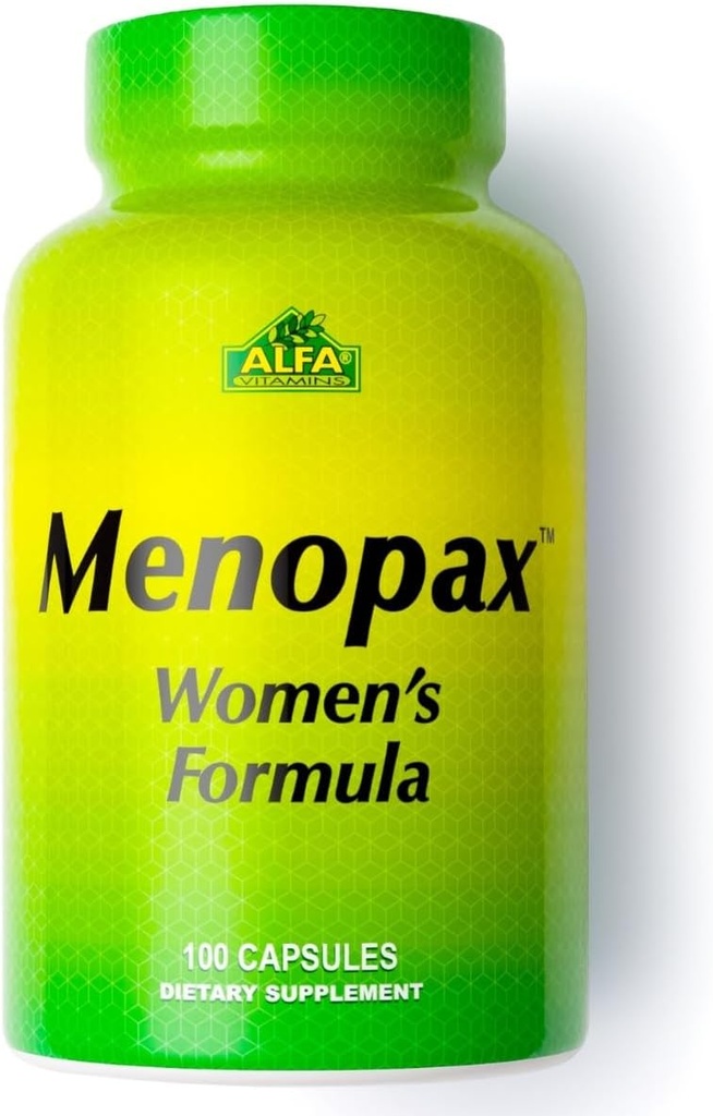 ALFA VITAMINS Menopax Women's Fórmula, Gluten Free Vitamin for Menstrual Health and General Wellness, Supports Joints, Energy, and Cycle Balance, Dietary Supplement for Women, 100 Capsules