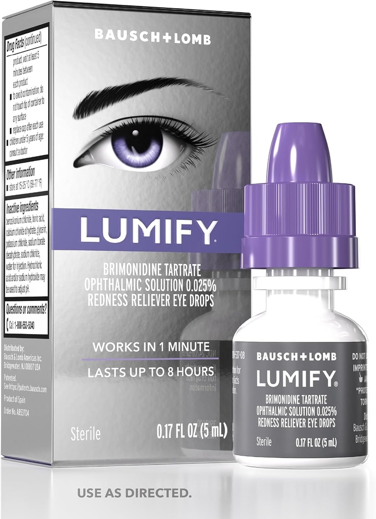 LUMIFY Eye Drops for Red Eyes, Redness Reliever for Brighter Looking Eyes, Works in 1 Minute < Lasts Up to 8 Hours, Eye Drops, 0.17 Fl Oz (5 mL)