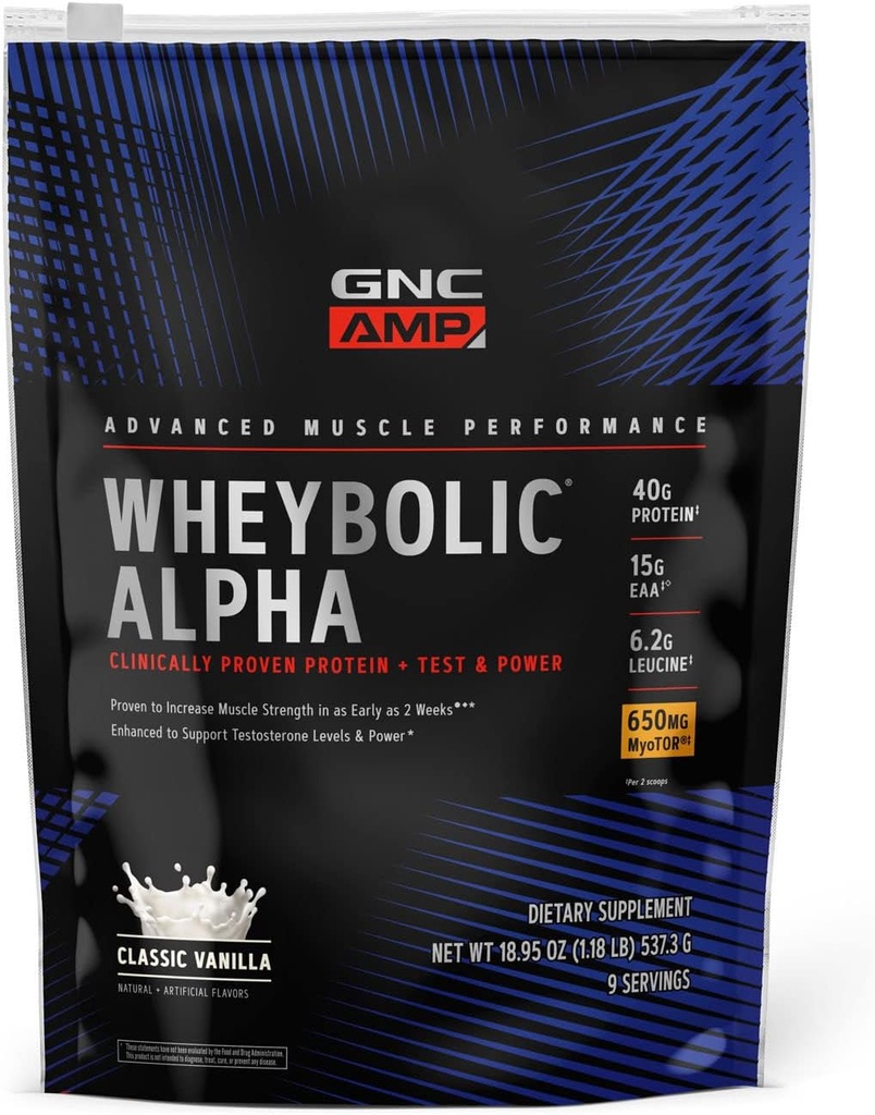 GNC AMP Wheybolic Alpha con MyoTor - Vainilla clásica (9 Servimientos)