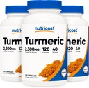 Píldoras de Curcumina Turmérica Nutricost (3 Pack) con BioPerine y 95% Curcuminoides, 2300mg, 120 Cápsulas, Cápsulas Veggie, 767mg Por Cap, 40 Servimientos, Gluten Gratis, No GMO