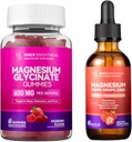 Magnesio Glycinate arrestGummies for Adults, Sleep, Relax & Focus, Mixed Berry Flavor & Liquid with Magnesium Citrate & Taurate, Strawberry Flavor