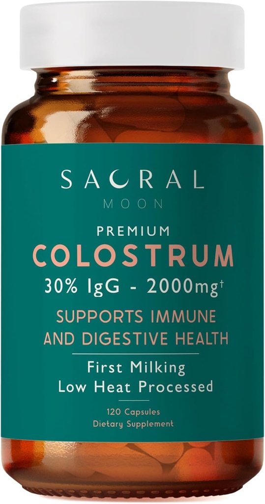 Colostrum, 30% IgG - First Milking - Baja Calor Procesado - 2000mg - Non GMO - Immune, Gut, Digestive, GI Tract Support - Skin, Hair, beauty - Bovine Colostrum May Assist with Clarity &amp; wellbeing