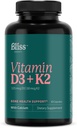 Vitamina D3 K2 - Vitamina D3 5000 UI con vitamina K2 como MK-7, calcio y fósforo para la absorción final - Suplementos de vitamina D, 60 Vávulas, 60 Fuente de Día