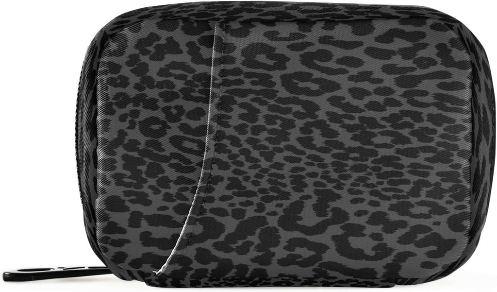 xigua Leopard Negro Pill Box 7 Day Travel Pill Cases Bag,Weekly Portable Pill Organizer Bag with Zipper for Vitamin Supplement Fish Oil