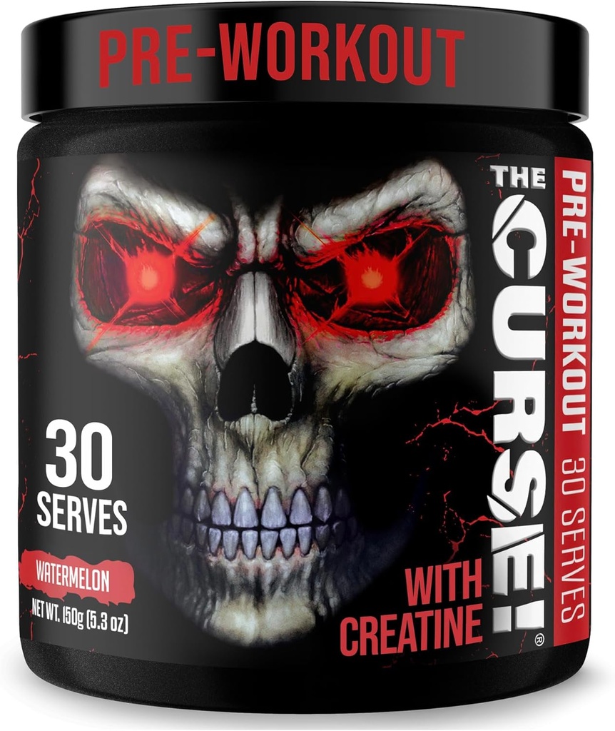 ¡JNX lanza la maldición! Pre Workout Powder for Men &amp; Women, Caffeine, Beta-Alanine, Creatine, L-Citrulline, 30 Servings, Watermelon Flavor – Boost Energy, Strength & Focus
