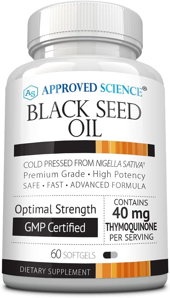 Aprobada Ciencia Black Seed Oil - Cold Pressed Nigella Sativa - Inmunity, Respiratory, Cognitive, and Digestive Health - 2% Thymoquinone - 1 Bottle - 60 Softgels - Made in The USA
