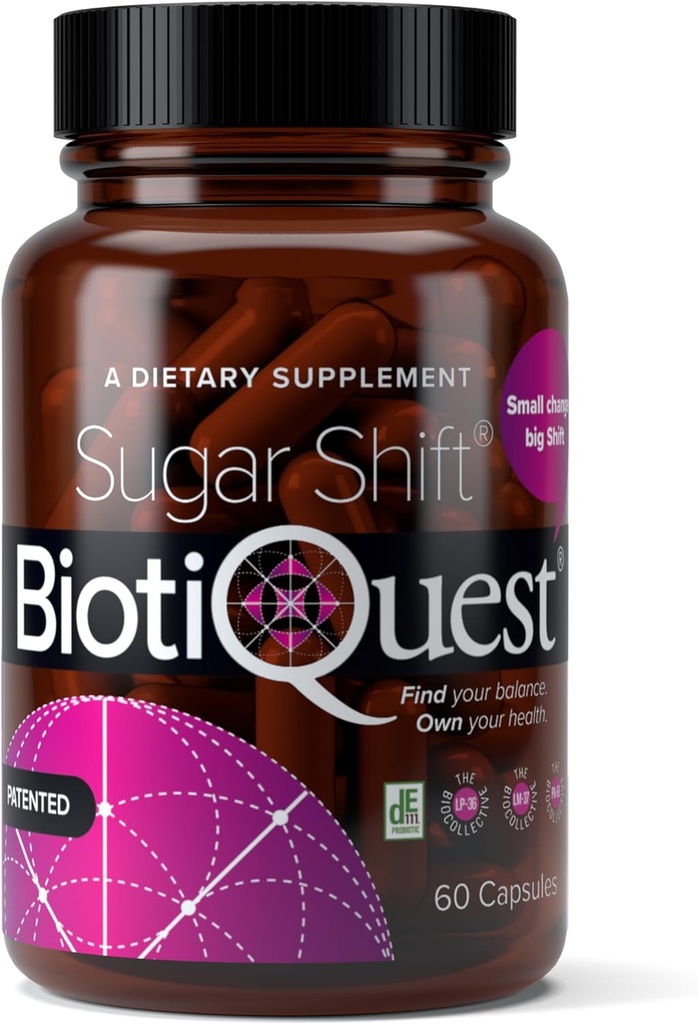 BiotiQuest Sugar Shift Probiotics to Support Against Pathogens and Protect Your Immune System, 22 Billion CFU, Non-GMO, and Gluten Free, 60 Capsules
