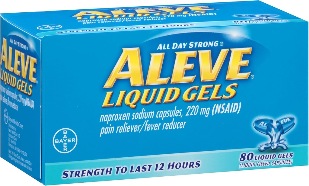 Aliviar los geles líquidos con Naproxen Sodium, 220mg (NSAID) Dolor/Reductor de flujo, 80 Cuenta (Pack of 2)