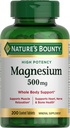 Magnesio de recompensa de la naturaleza 500 mg Tabletas, suplemento de magnesio de alta potencia para la salud ósea y muscular, apoyo corporal completo, 200 Cuenta (Pack of 1)
