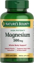 Magnesio de recompensa de la naturaleza 500 mg Tabletas, suplemento de magnesio de alta potencia para la salud ósea y muscular, apoyo corporal completo, 200 Cuenta (Pack of 1)