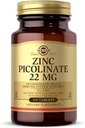 Solgar Zinc Picolinate 22 mg, 100 Tabletas - Promueve la habilidad saludable - Apoya el sistema inmunológico, el sabor normal y la visión - Antioxidante – No GMO, Vegan, Gluten Free, Kosher - 100 Servings