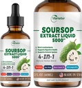 4-en-1 Soursop Bitters Liquid, Soursop Oil with Sea Moss & Black Seed Oil & Ashwagandha, for Immune " Digestive " Cell Support, Sugar-Free ← Non-GMO ANTE Vegan (2 Fl oz) Slightly Sweet Flavor