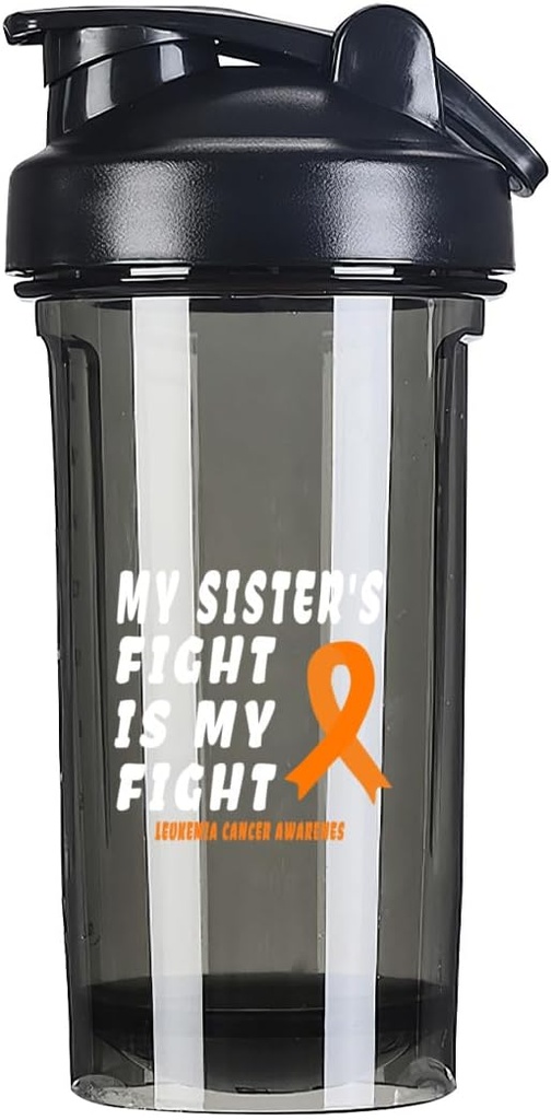 Leucemia Cancer Awarenes 18 onzas Shaker Bottle Drink Mixer Leak-proof Pre Workout Protein Shakes Meal Replacement Shakes Bottles 500ML/18 Oz Black