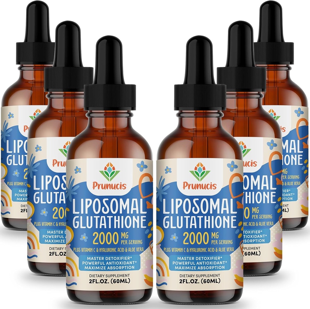 2000MG Liposomal Glutathione Liquid, 98% Absorción, Forma activa L-Glutathione Suplemento, Vegan Friendly, Poderoso Complejo Antioxidante para Sistema Inmunitario, Defensa del envejecimiento, Detox, 12 FL.OZ