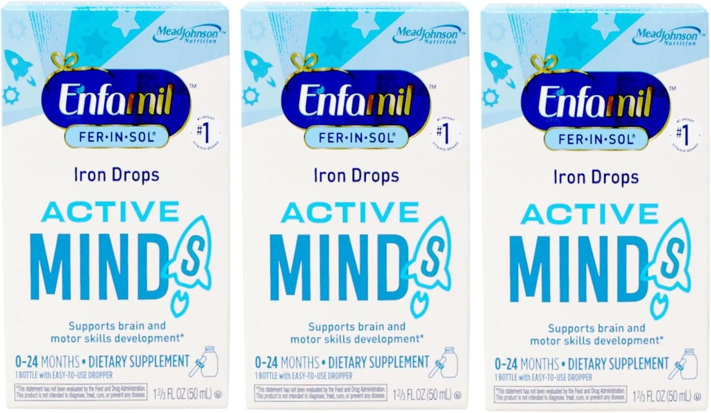 Enfamil Fer-In-Sol Iron Suplemento gotas - 1,66 oz, paquete de 3