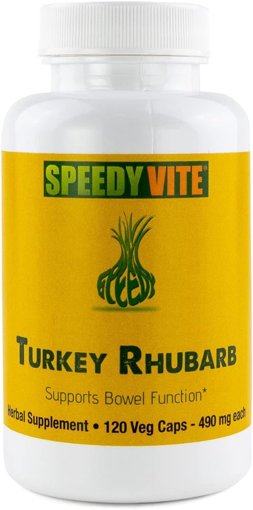 SpeedyVite® Turquía Rhubarb Fórmula ← Soporta Bowel Función* ← Colon Detox y Cleanse Fórmula Anterior Contiene Cascara Sagrada, Senna, Psyllium, Aloe Vera, Slippery Elm y Más (1x 120 Veg Caps)