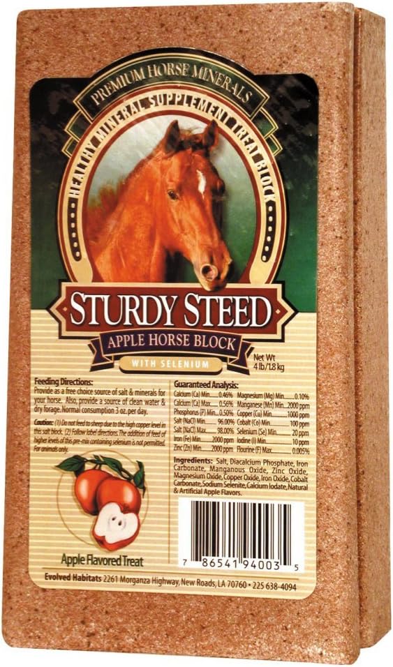 Sturdy Steed Healthy Mineral Supplement Apple Treat Block for Horses, 4 libras