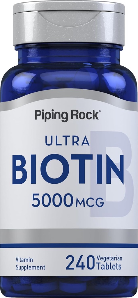 Piping Rock Biotin 5000mcg | 240 Tablets | Beauty Vitamin Supplement | Vegetarian, Non-GMO, Gluten Free