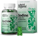 Wild &amp; Organic Iodine Gummies 250mcg - Complejo de Apoyo Inmunitario w/Potassium Iodide - Selenium Zinc Iodine Suplemento para la Inmunidad &amp; Apoyo Global - 60 Vegan, Pectin-Based Gummies