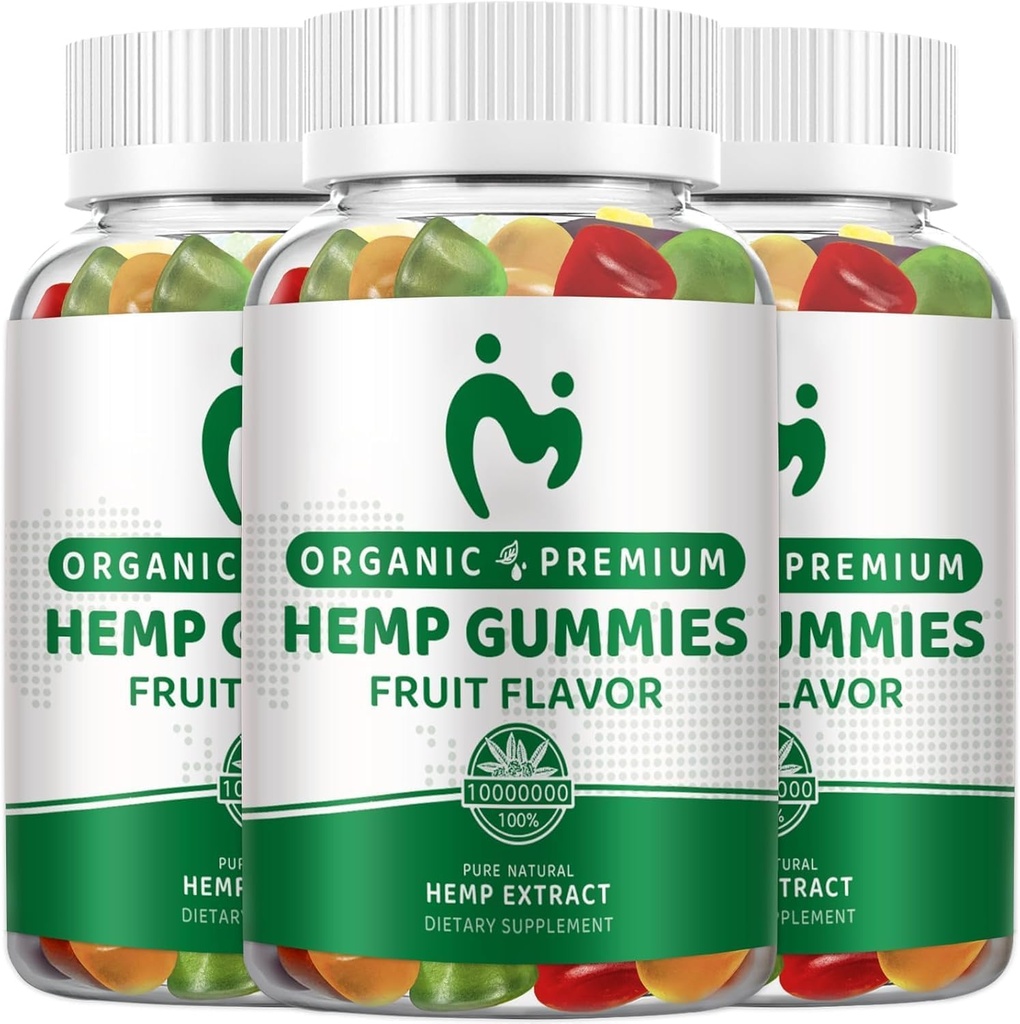 (3 Pack) Hemp Gummies Extra Strength - High Potency Pure Organic Hemp Oil Infused Gummy - 100% Natural Bear Hemp Gummy for Adults- Vegan, Non-GMO - Made in USA