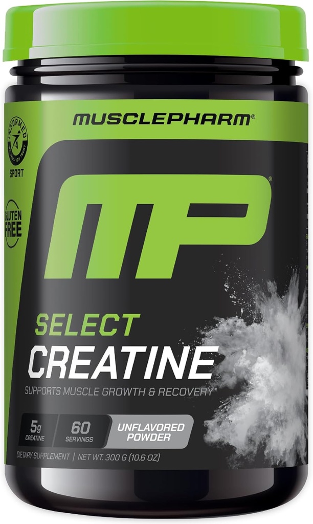 MusclePharm Creatine Monohydrate Powder, Pre Workout Muscle Builder & Post Workout Muscle Recovery Suplemento, Ultra-Pure 100% Monohydrate Creatine Powder, 60 Servings, Unflavored