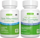 Complejo de Magnesio Triple + Complejo de Zinc Bundle Vegan, Alta Absorción Magnesio Chelated + 25 mg Zinc Picolinate Chelated & Bisglycinate with Copper, por Igennus
