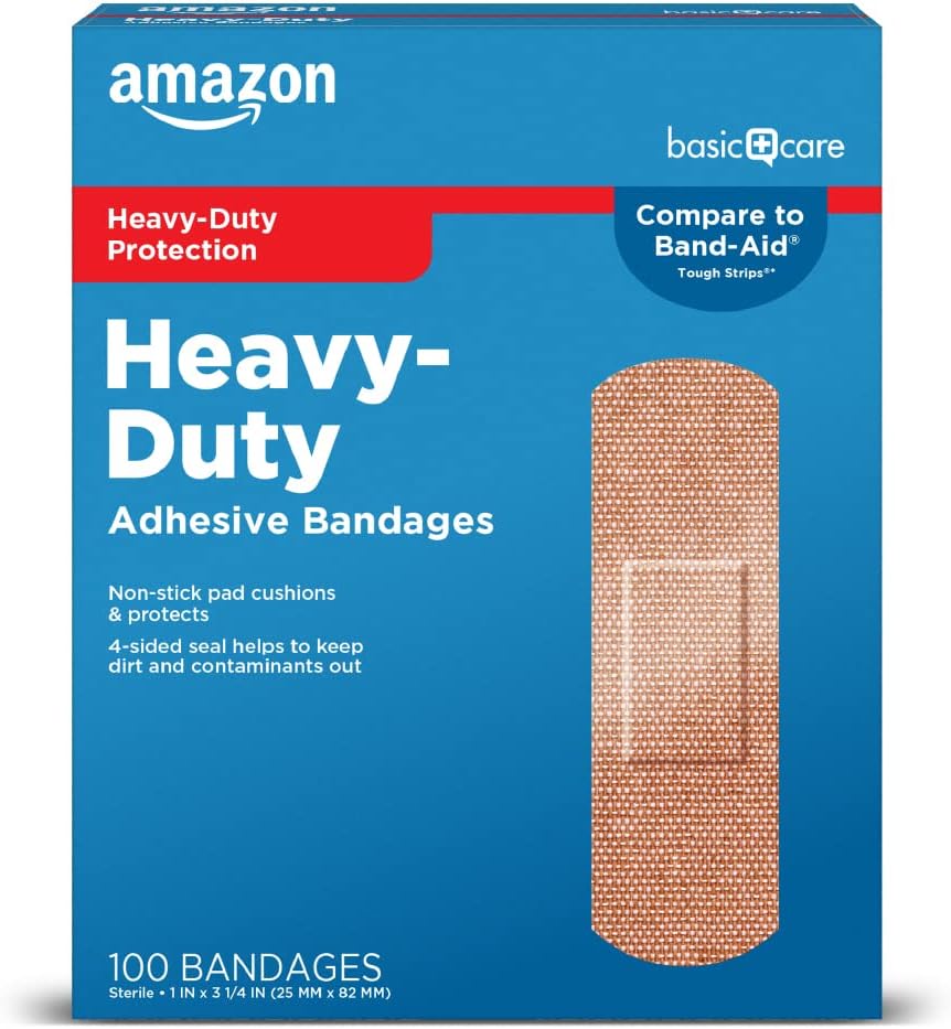 Cuidado básico Tela pesada Adhesivo Bandages, primeros auxilios y cuidado de heridas, un tamaño, 100 cuenta