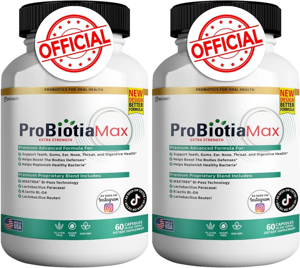 ProBiotia Max 40 billón CFU suplemento probiótico de fuerza extra, 60 cápsulas, soportes de dientes y Gum Health, Gluten Free (2)