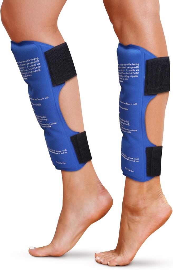 Shin Splint Ice Packs, HSA y FSA Eligible Reusable Hot and Cold Therapy Wrap ← Calf Pain Relief ← Advanced Soft Gel Technology ← Freezable and Microwavable ← Running Injuries &amp; Recovery