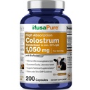 NusaPure Colostrum 1050mg 30% IgG 200 cápsulas (no-GMO, libre de soja) Bioperina
