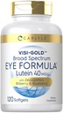 Carlyle Eye Health Supplement TEN 120 Softgels TENIDO with Lutein 40mg, Zeaxanthin, Bilberry y Blueberry TEN Broad Spectrum Eye Support Vitamins ← Non-GMO, Gluten Free Formula