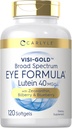 Carlyle Eye Health Supplement TEN 120 Softgels TENIDO with Lutein 40mg, Zeaxanthin, Bilberry y Blueberry TEN Broad Spectrum Eye Support Vitamins ← Non-GMO, Gluten Free Formula