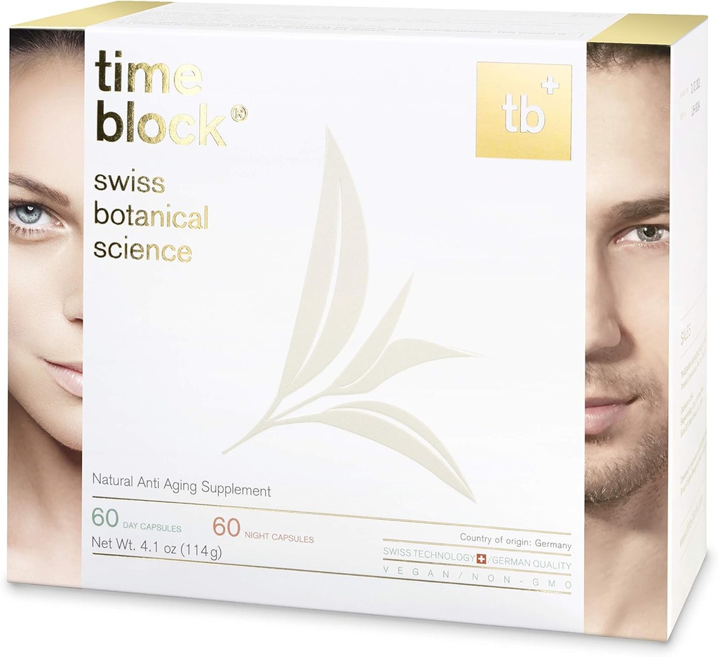 timeblock® Vital Anti Aging Nutrition by Swiss Botanical Science Supports DNA and Cell Repair by Longening of Telomeres for Men and Women Daily Energy Booster 100% Vegan and Non-GMO (60 Days)