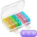 Organizador semanal de píldoras 3 veces al día, 7 días Caja de píldoras portátiles para píldoras, vitaminas, aceite de pescado, medicamentos, suplementos (3x7 transparentes + arco iris)