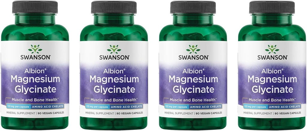Magnesio Chelated Swanson 133 Milligrams 90 Capsules (4 Pack)