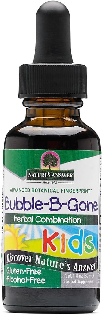 Respuesta de la naturaleza - Kid-Bubble-B-Gone, 1oz Alivio de gas líquido sin alcohol en bebés y niños