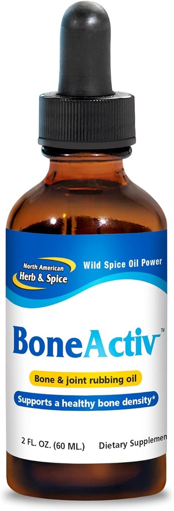 Herb de América del Norte " Hueso de especiasActiv - 2 fl. oz. - Hueso " Aceite de frotamiento conjunto - Soportes Huesos saludables - No GMO, Vegan - 346