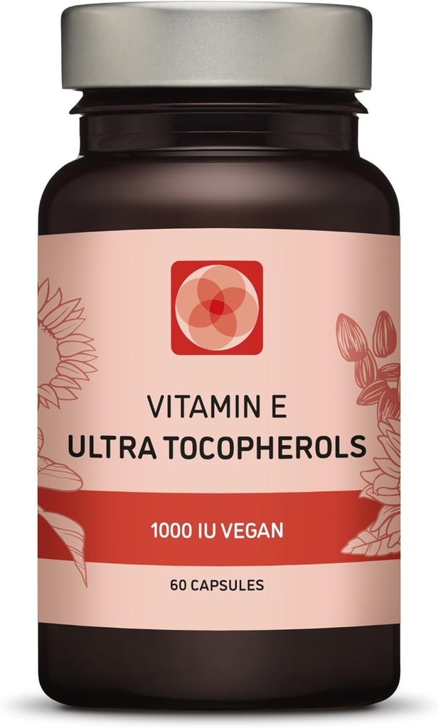 Vitamina E 1000 UI Ultra Tocopherol 450mg Vitamina E Vegan – Los 4 Tocoferoles - Alpha Tocopherol + Beta Tocopherol + Gamma Tocopherol + Delta Tocopherol – Unique d Alpha (180)