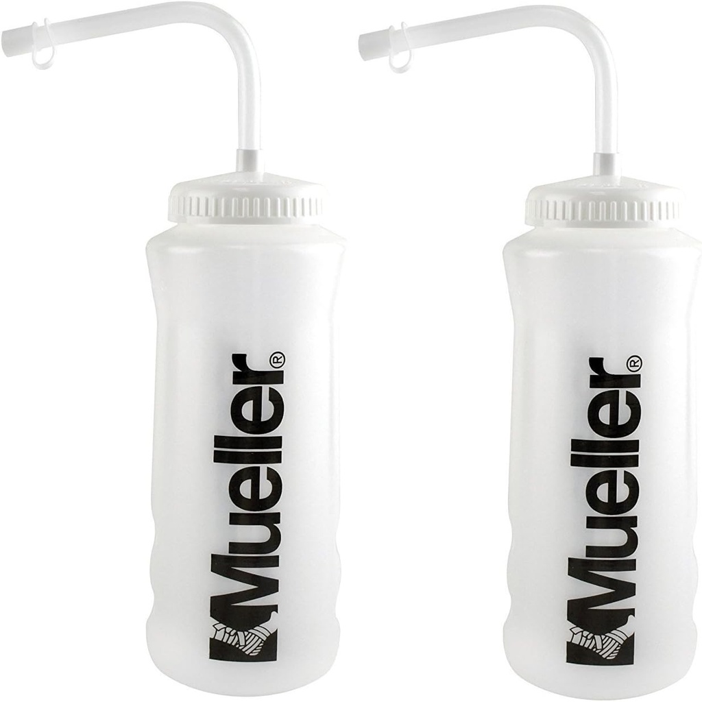 Botella de Mueller Quart w/Straw, Color Natural w / Cartas Negras (2-Pack)