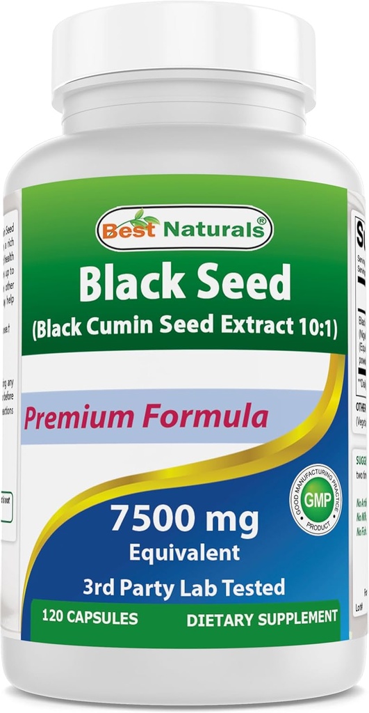 Mejores Naturales Semilla Negra (Black Cumin Seed Extracto 10:1) 750 mg Por Serving- 120 Capsules