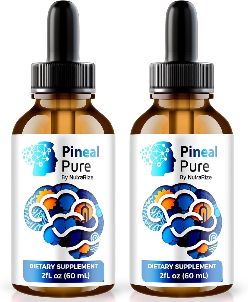 (2 Pack) Official Pineal Pure Drops – Natural Daily Formula to Help Support Focus, Memory & Concentration | Clean, Easy-to-Use PinealPure Liquid (60 Servings)