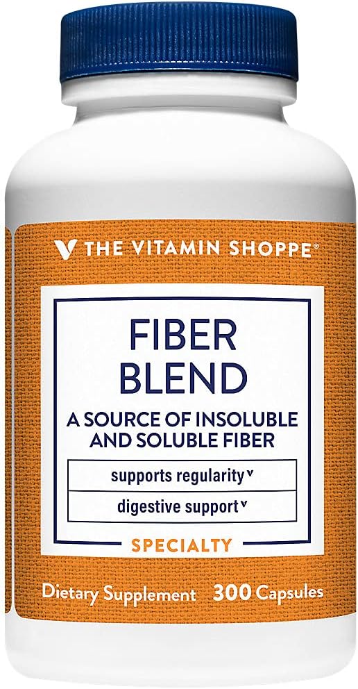 La vitamina Shoppe Fiber Blend, una fuente natural de fibra insoluble y soluble, apoya la salud digestiva y la regularidad (300 cápsulas)