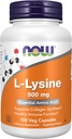 AHORA Suplementos de alimentos, L-Lysine (L-L-Lysine Monohidrocloruro) 500 mg, Aminoácidos, 100 cápsulas de verduras
