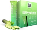 310 Nutrición Azúcar Electrolitos Gratis Polvo - Instant Hydration Packets for Daily Fluid Balance - Caffeine-Free Rehydration Drink Mix w/ Vitaminas, Baja Calorie & Keto Friendly - Cucumber 30 Singles